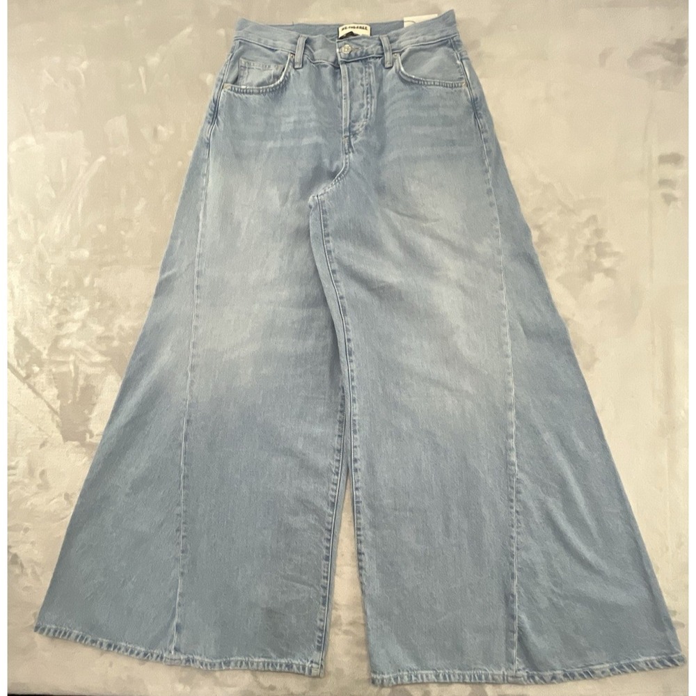 We The Free Wide Leg Jeans Women 26S Blue CRVY Pacifica Distressed Preppy NWOT